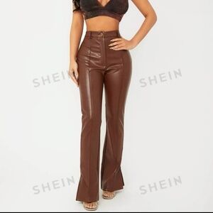 Front Seam, Split Hem, Leather Flare Pant